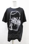 NieR Clothing / プリント半袖CUTSEW  黒×グレー H-25-05-13-1005-PU-TO-KB-ZH