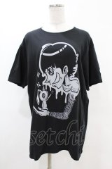 NieR Clothing / プリント半袖CUTSEW  黒×グレー H-25-05-13-1005-PU-TO-KB-ZH