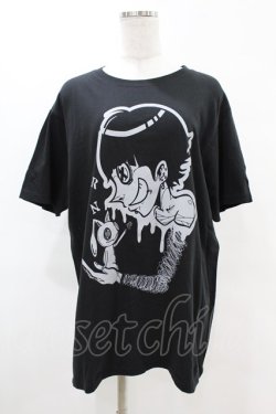 画像1: NieR Clothing / プリント半袖CUTSEW  黒×グレー H-25-05-13-1005-PU-TO-KB-ZH