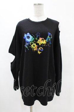 画像1: NieR Clothing / アシメカット長袖カットソー  黒 H-25-05-13-1052-PU-TO-KB-ZH