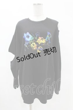 画像1: NieR Clothing / アシメカット長袖カットソー  黒 H-25-05-13-1052-PU-TO-KB-ZH