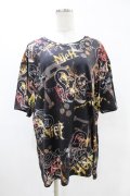 NieR Clothing / プリント半袖CUTSEW  黒 H-25-05-13-1057-PU-TO-KB-ZH