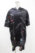 NieR Clothing / 総柄半袖プルパーカー  黒 H-25-05-13-1061-PU-TO-KB-ZH