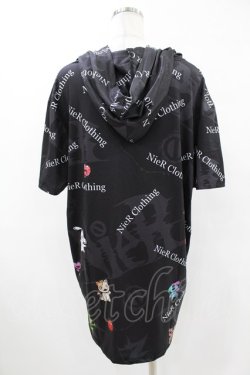画像2: NieR Clothing / 総柄半袖プルパーカー  黒 H-25-05-13-1061-PU-TO-KB-ZH