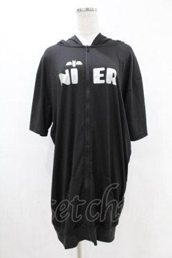 画像1: NieR Clothing / 半袖ZIPパーカー  黒 H-25-05-13-1062-PU-TO-KB-ZH