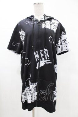 画像1: NieR Clothing / 半袖ZIPパーカー  黒 H-25-05-13-1063-PU-TO-KB-ZH
