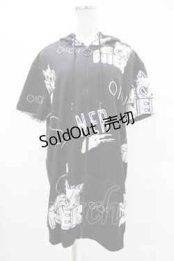 画像1: NieR Clothing / 半袖ZIPパーカー  黒 H-25-05-13-1063-PU-TO-KB-ZH