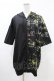 画像1: NieR Clothing / プリント切替半袖ZIPパーカー  黒 H-25-05-13-1065-PU-TO-KB-ZH (1)
