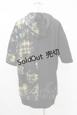 画像2: NieR Clothing / プリント切替半袖ZIPパーカー  黒 H-25-05-13-1065-PU-TO-KB-ZH