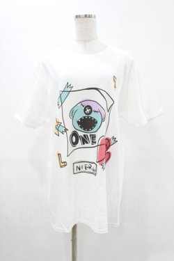 画像1: NieR Clothing / プリントCOTTON CUTSEW  白 H-25-05-13-1011-PU-TO-KB-ZH