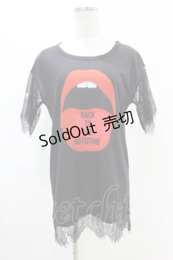 画像1: HELL CAT PUNKS / レーススリーブTシャツワンピース Ｆ 黒 H-25-08-17-003-PU-OP-KB-ZT160