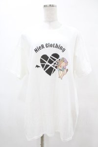 NieR Clothing / プリント半袖CUTSEW XL 白 H-25-05-13-1030-PU-TO-KB-ZH