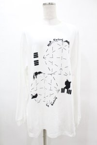 NieR Clothing / プリント長袖CUTSEW  白 H-25-05-13-1034-PU-TO-KB-ZH