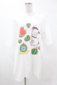 NieR Clothing / プリントCOTTON CUTSEW XL 白 H-25-05-13-1040-PU-TO-KB-ZH