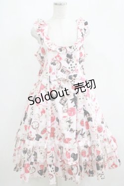 画像1: metamorphose / 【プラスサイズ】Wonder Card フレアジャンパースカート プラスサイズ ピンク H-25-05-13-006-ME-OP-NS-ZH