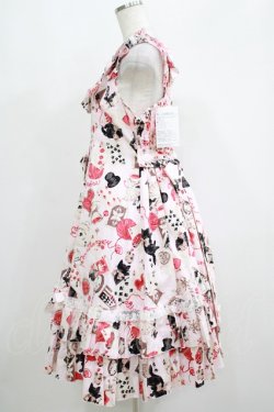 画像2: metamorphose / 【プラスサイズ】Wonder Card フレアジャンパースカート プラスサイズ ピンク H-25-05-13-006-ME-OP-NS-ZH