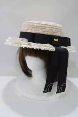 画像1: Angelic Pretty / AiryドットチュールストローHAT  ナチュラル/ブラック H-25-05-13-077-AP-AC-NS-ZH