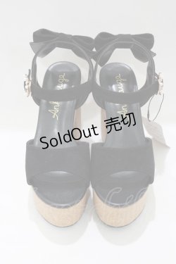 画像1: Ank Rouge / パールバックルリボンサンダル M（23.0〜23.5cm） ブラック H-25-05-13-079-CA-SH-NS-ZH