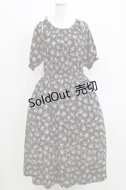 画像1: F&A / 小花柄オフショルワンピース Free ブラック H-25-05-13-012-LO-OP-NS-ZH