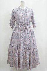 axes femme / ヴィンテージ花柄切替ワンピース M ピンク H-25-05-13-022-AX-OP-NS-ZH