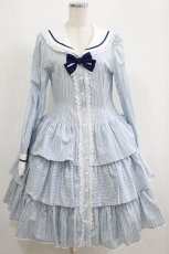 画像1: ALICE and the PIRATES / ドビーストライプセーラーワンピース Free サックス H-25-05-13-003-PA-OP-NS-ZH (1)