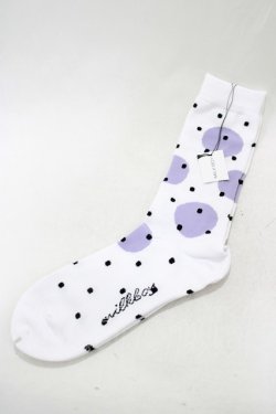 画像1: MILKBOY / ポルカドットSOCKS  ホワイト×ラベンダーグレー×ブラ H-25-05-14-041-MB-ZA-KB-ZH