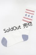 Candy Stripper / STAR BORDER SOX  オフ×赤×青 H-25-05-14-052-PU-ZA-KB-ZH