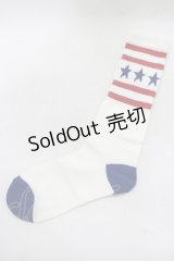 Candy Stripper / STAR BORDER SOX  オフ×赤×青 H-25-05-14-052-PU-ZA-KB-ZH