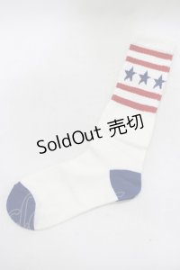 Candy Stripper / STAR BORDER SOX  オフ×赤×青 H-25-05-14-052-PU-ZA-KB-ZH