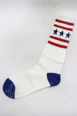 画像1: Candy Stripper / STAR BORDER SOX  オフ×赤×青 H-25-05-14-052-PU-ZA-KB-ZH
