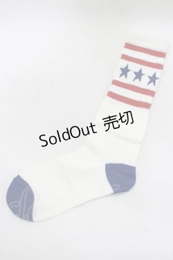画像1: Candy Stripper / STAR BORDER SOX  オフ×赤×青 H-25-05-14-052-PU-ZA-KB-ZH