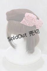 Emily Temple cute / パール＆ベルベットリボン付ベレー  茶 H-25-05-14-070-ET-AC-KB-ZH