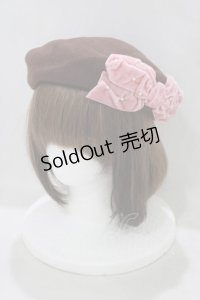 Emily Temple cute / パール＆ベルベットリボン付ベレー  茶 H-25-05-14-070-ET-AC-KB-ZH