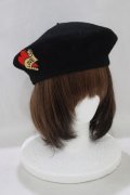 Dangerous nude / ハート刺繍ベレー帽 - ブラック H-25-05-14-071-PU-AC-KB-ZH