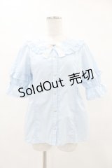axes femme kawaii / パール襟半袖ブラウス M サックス H-25-05-14-1055-AX-BL-NS-ZH