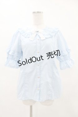 画像1: axes femme kawaii / パール襟半袖ブラウス M サックス H-25-05-14-1055-AX-BL-NS-ZH