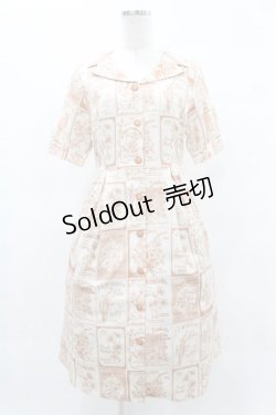 画像1: Fi.n.t / フラワーシードパッケージ柄開衿ワンピース Free L/ORANGE H-25-05-14-1028-CA-OP-NS-ZH