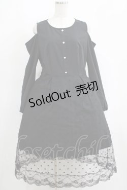 画像1: NieR CLOTHING / 重ねドットチュールLONG DRESS  黒 H-25-08-17-001-PU-OP-KB-ZT159