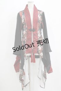 Qutie Frash / 着物カーディガン  黒×赤 H-25-05-14-022-QU-TO-KB-ZH
