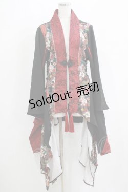 画像1: Qutie Frash / 着物カーディガン  黒×赤 H-25-05-14-022-QU-TO-KB-ZH