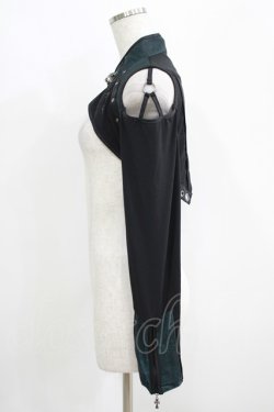 画像2: Ozz Croce / クロス刺繍シュラグ  黒×緑 H-25-05-15-041-OO-TO-KB-ZH
