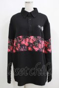 NieR Clothing / プリント切替ブラウス  黒×チェリープリント H-25-05-15-048-PU-BL-KB-ZH