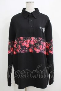 NieR Clothing / プリント切替ブラウス  黒×チェリープリント H-25-05-15-048-PU-BL-KB-ZH