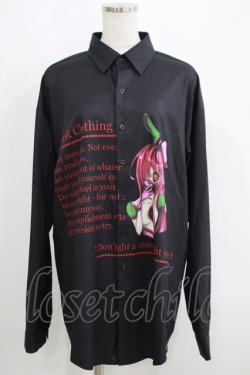 画像1: NieR Clothing / プリントロングシャツ  黒 H-25-05-15-051-PU-BL-KB-ZH