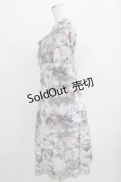 画像2: Ozz oneste / フロント編上プリントワンピース  ブルー H-25-08-10-028-OO-OP-KB-ZH