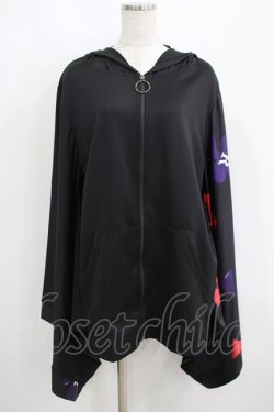 画像1: NieR Clothing / 着物風袖ZIPパーカー  黒 H-25-05-15-055-PU-TO-KB-ZH