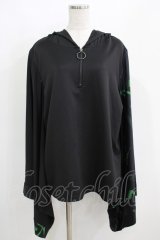NieR Clothing / STRETCH PULLOVER着物風袖【和柄漢字】  黒 H-25-05-15-058-PU-TO-KB-ZH