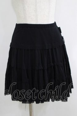 画像1: Ozz oneste / 薔薇刺繍メッシュスカート  黒 H-25-05-15-064-OO-SK-KB-ZH