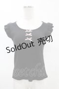 Ank Rouge / トリプルリボンリブトップス M ブラック H-25-05-15-1046-CA-TO-NS-ZH