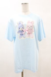 Nile Perch / プリントTeeシャツ＜うさぎ＞ F ふたごうさぎ/パープル H-25-05-15-1052-LO-TS-NS-ZH
